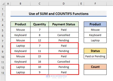 Excel Countifs With Multiple Criteria And Or Logic 3 Examples