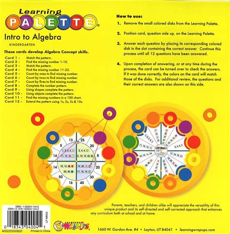 Kindergarten Math Learning Palette Intro To Algebra Concepts