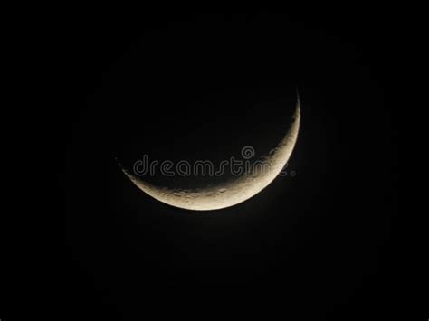 Waxing Crescent Moon Showing 28 Percent Illuminated Stock Photo Image