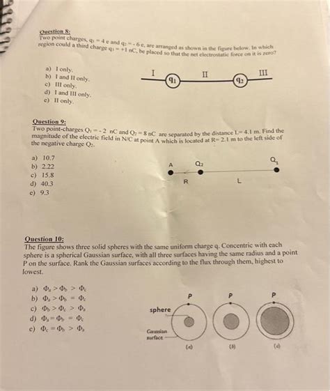 Solved Qucstion 8 Two Point Charges Q14e And Q2−6c Are