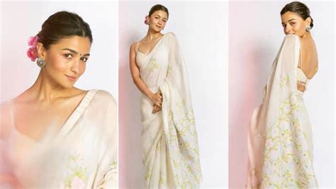 Alia Bhatt Wears Yet Another White Saree While Promoting Gangubai Kathiadwadi Looks Graceful