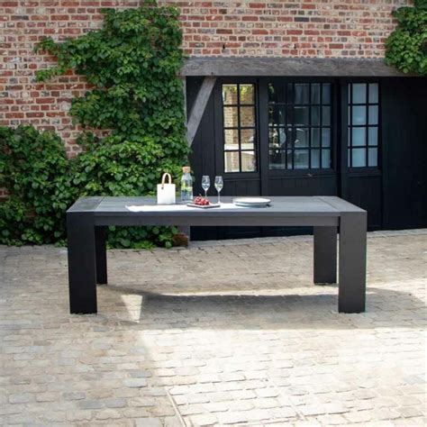 Table Ibiza Fixe 6 8 Personnes Structure Aluminium Noire Plateau En