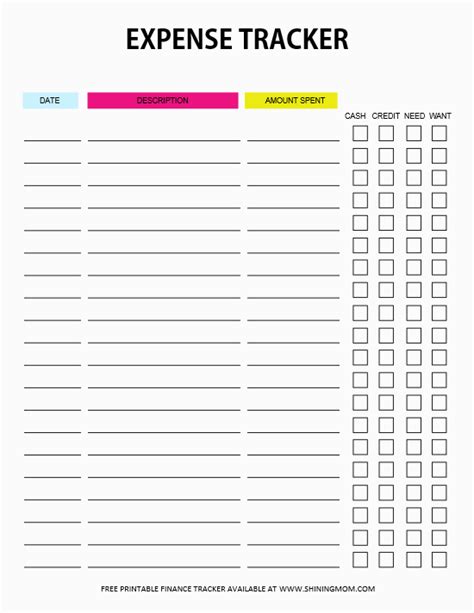 Printable Expense Tracker