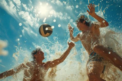 Des Joueurs De Volley Ball De Plage Dans Une Compétition En Plein Air