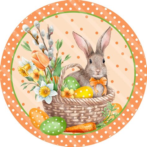 Welcome Spring Spring Sign Easter Bunny Basket Easter Eggs Wreath