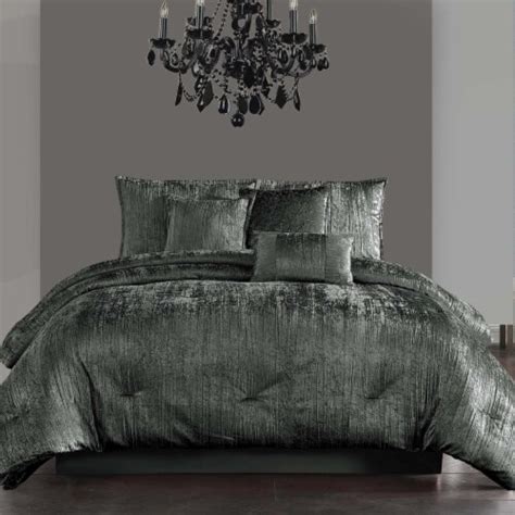 Jay 7 Piece King Comforter Set Polyester Velvet Deluxe Texture Gray Saltoro Sherpi 92x106x0