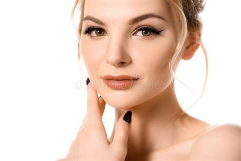 Belle Femme Blonde Nue Avec Le Maquillage Photo Stock Image Du F Minin Visage