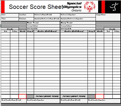 Blank Soccer Stat Sheet Printable