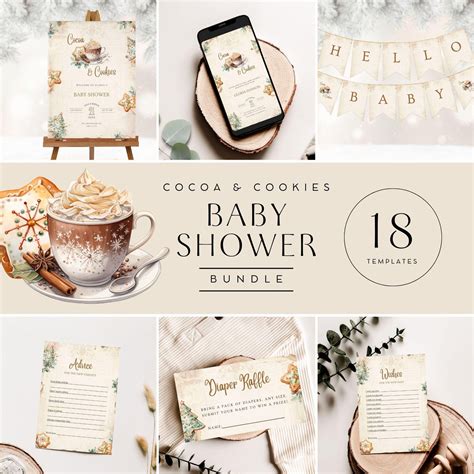 Cookies And Cocoa Baby Shower Mega Bundle Hot Chocolate Christmas
