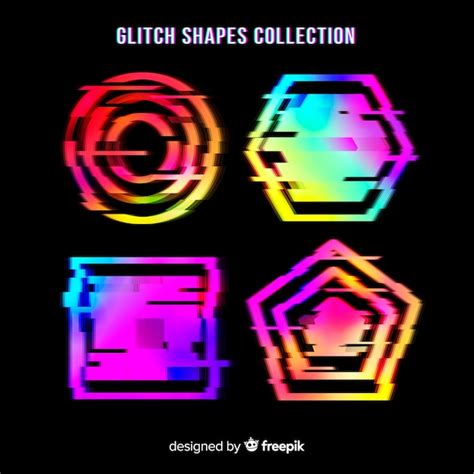 Free Vector Glitch Geometric Shape Collection