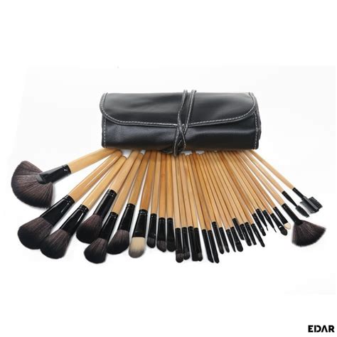 Set Cu 24 Pensule EDAR Pentru Make Up Cu Husa Inclusa Bej Negru EMAG Ro