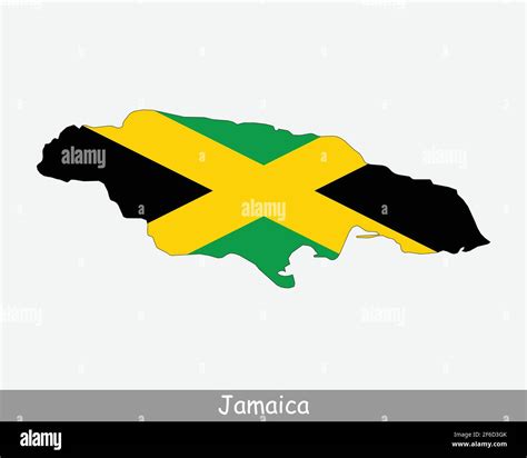 Bandera Del Mapa De Jamaica Mapa De Jamaica Con La Bandera Nacional De