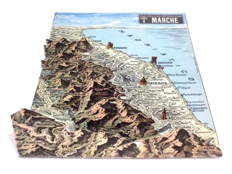 CARTINA A RILIEVO Regioni D Italia Tav X Marche Corriere Dei