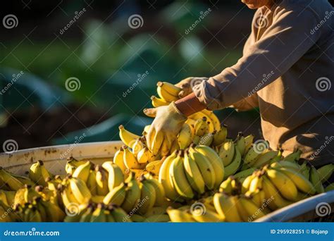 Banana Harvesting, with Workers Carefully Cutting Ripe Bunches from Towering Banana Plants. AI ...