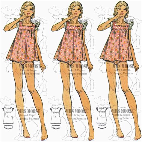 Repro Vintage Babydoll Nightie Lingerie Top And Panties Sewing Pattern Small Size Etsy