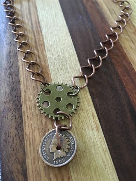 Steampunk Copper Brass Chain Necklace 1908 By Lovesilverhalos