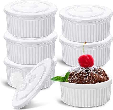 Amazon 6 Sets Porcelain Ramekins With Lids Ramekins 8 Oz Oven Safe