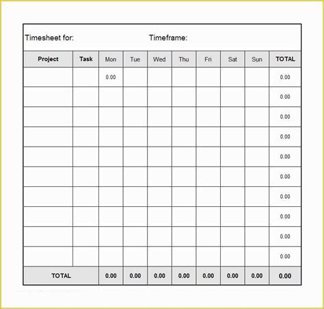 Timesheet Template Free Printable Of 40 Free Timesheet Time Card Templates Template Lab