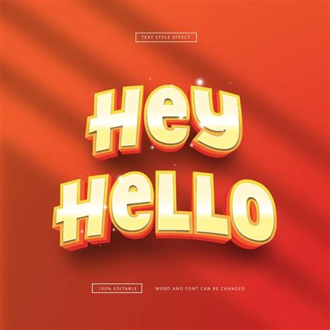 Efecto De Texto Editable Estilo Hola Hola Vector Premium Vector Premium