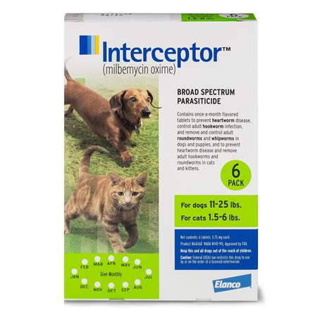 Interceptor Flavor Tabs for Dogs 11 to 25 lbs and Cats 1.5 to 6 lbs, 6 Month Supply | Petco