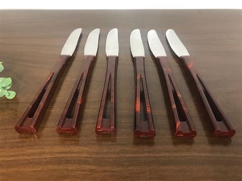 Vintage Stanhome Steak Knives Set Of 6 Bakelite Handles Mcm Etsy