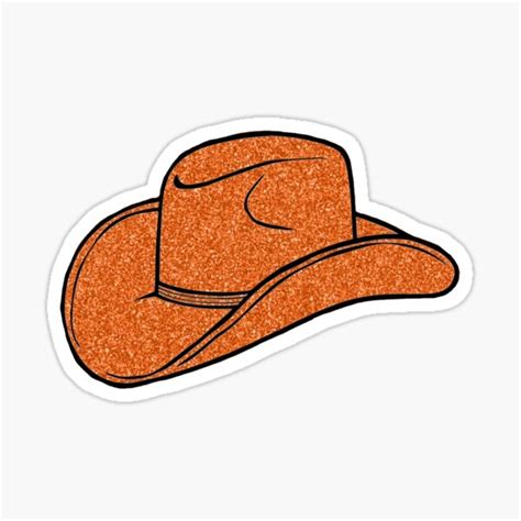 Orange Glitter Cowboy Hat Sticker For Sale By Sunsetriverside