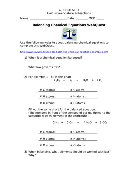 Unit 7 Balancing Chemical Reactions Worksheet 2 Doc Template Pdffiller