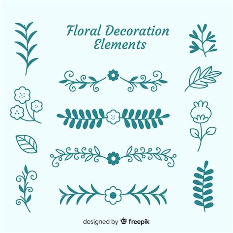 Elementos Florales Ornamentales Dibujados A Mano Vector Gratis