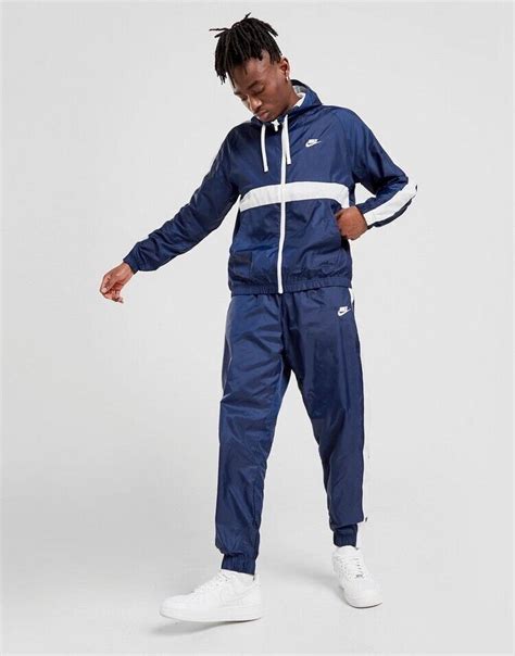 Rare Nike Hoxton Track Suit Jacket Pants Navy Blue Nylon Shiny Glanz