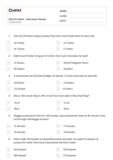 50 Mixed Operation Word Problems Worksheets For Kindergarten On Quizizz Free And Printable