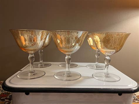 Beautiful Vintage Peach Luster Wine Glasses Etsy Peach Lustre Wine Glasses Candlewick