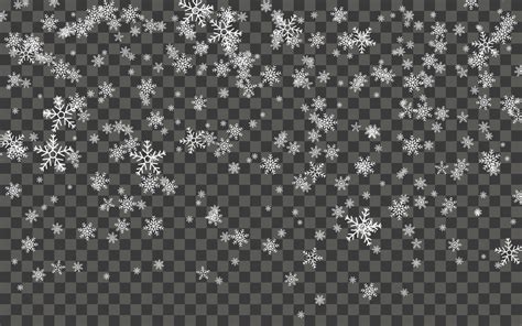 Snowfall And Falling Snowflakes On Dark Transparent Background White