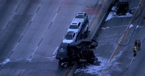 Big Rig Several Cars Collide In Fiery Crash On 210 Freeway In Arcadia Cbs Los Angeles