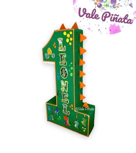 Piñata numero uno dinosaurio bebe verde Piñatas