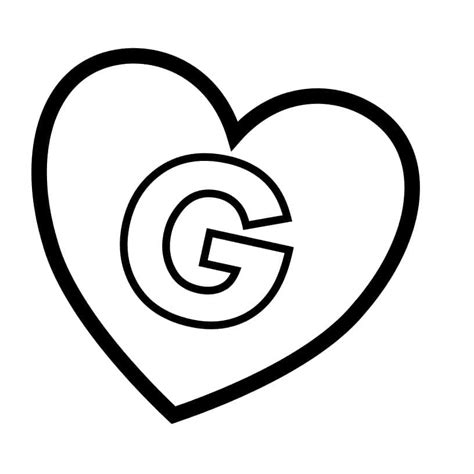 Coloriage Lettre G en Coeur télécharger et imprimer gratuit sur