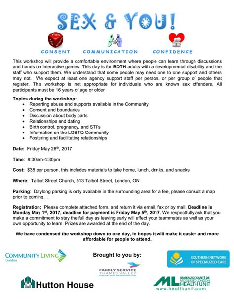 Workshop Sex And You — Middlesex London Health Unit