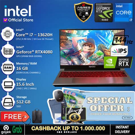 Promo Axioo Pongo 760 V2 RTX4060 I7 13620H 16GB 512GB 15 6 FHD 144Hz