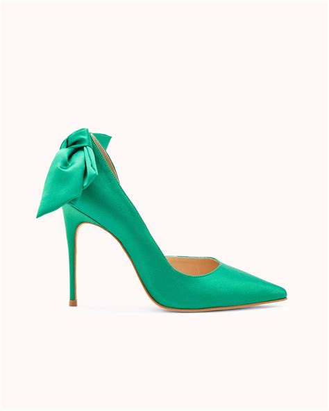 ESCARPIN OMALIA en textile satiné vert Escarpins Escarpin femme Talons