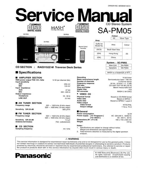 Panasonic Sa Pm05 Service Manual Pdf