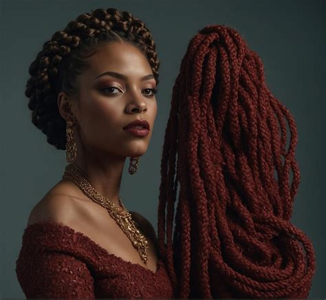 Premium Photo A Woman With Braids On Her Head And A Scarf That Says