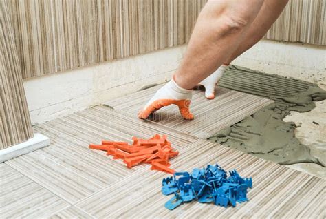 Installation of Ceramic Tiles. Stock Image - Image of laying, tiler ...