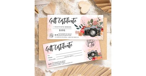 Floral Gold Photographer T Certificate Logo Zazzle