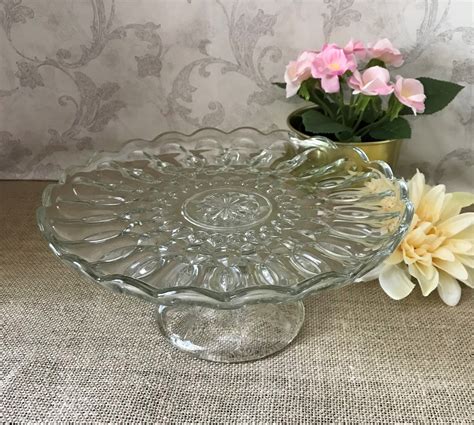 Clear Glass Fairfield Cake Stand Anchor Hocking Glass Footed Cake Plate Dessert Plate