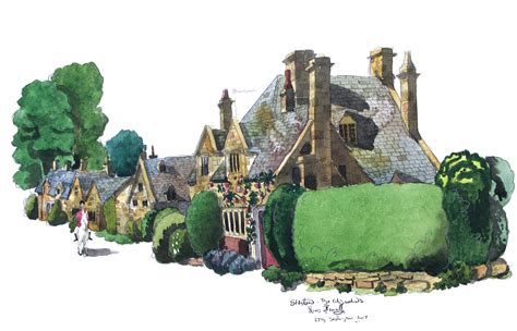 Nine watercolour paintings of the Cotswolds in the UK