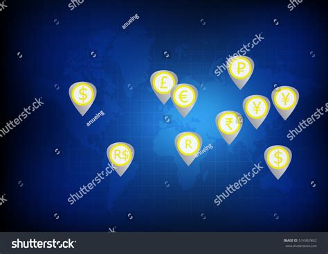 Vector World Map Currency Symbols On Stock Vector (Royalty Free ...