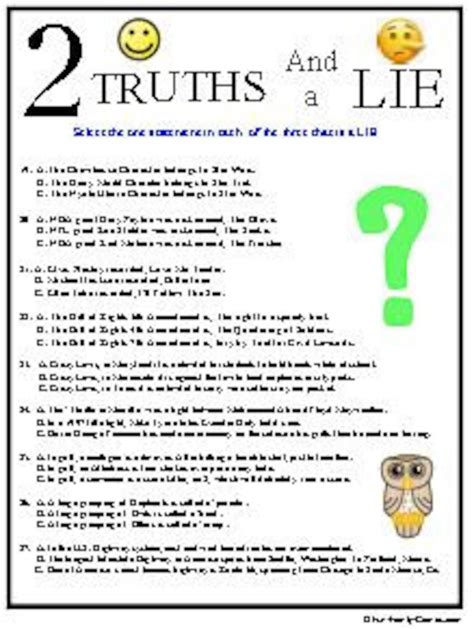 Truths And A Lie Quiz Game Etsy