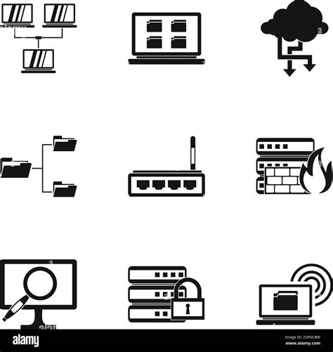 Computer Setup Icons Set Simple Style Stock Vector Image And Art Alamy