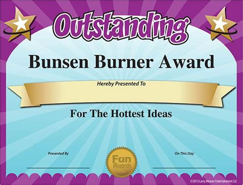 Award: Bunsen Burner | Funny certificates, Funny awards, Free printable ...