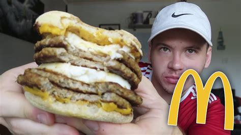 Eating McDonald S DOUBLE DOUBLE SAUSAGE AND EGG MCMUFFIN YouTube