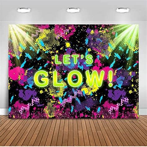 Mocsicka Lets Glow Backdrop 7x5ft Glow Neon Party